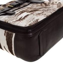 Reed Krakoff Dark Brown/Beige Zebra Print Calfhair and Leather Boxer Tote