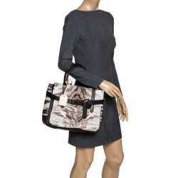 Reed Krakoff Dark Brown/Beige Zebra Print Calfhair and Leather Boxer Tote