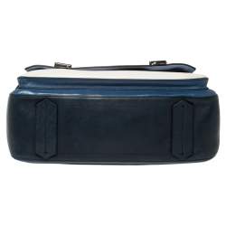 Pre Owned Reed Krakoff Blue/White Leather Boxer Tote