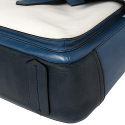 Pre Owned Reed Krakoff Blue/White Leather Boxer Tote