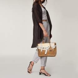 Pre Owned حقيبة يد ريد كراكوف بوكسر جلد كريمي/ بني فاتح