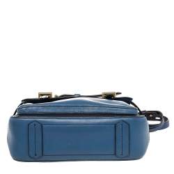 Pre Owned Reed Krakoff Two Tone Blue Leather Micro Boxer Tote