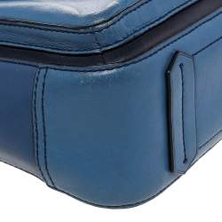 Pre Owned Reed Krakoff Two Tone Blue Leather Micro Boxer Tote