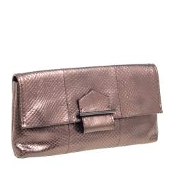 Reed Krakoff Metallic Bronze Python Ayer Standard Clutch