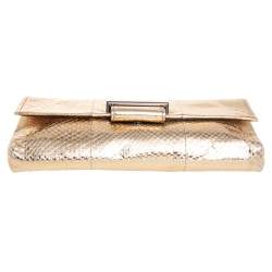 Reed Krakoff Metallic Gold Python Clutch