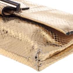 Reed Krakoff Metallic Gold Python Clutch