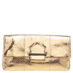Reed Krakoff Metallic Gold Python Clutch
