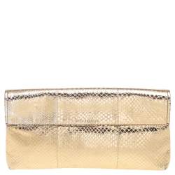 Reed Krakoff Metallic Gold Python Clutch