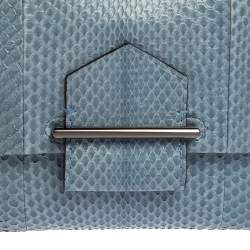 Pre Owned Reed Krakoff Light Blue Snakeskin Envelope Clutch