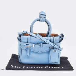 Pre Owned Reed Krakoff Blue Leather Micro Boxer Tote