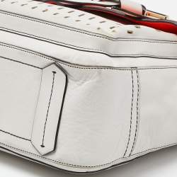 Pre Owned Reed Krakoff Orange/Off White Leather Gator Boxer II Tote