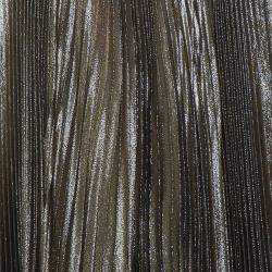 Reem Acra Gold Lurex Silk Pleated Maxi Skirt M