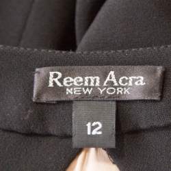 Reem Acra Black Silk Maxi Wrap Dress L