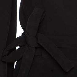 Reem Acra Black Silk Maxi Wrap Dress L