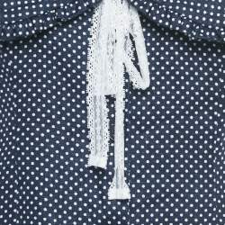 مملوكة مسبقًا فساتين ريفورميشن كتان بنقاط زرقاء بدون أكمام قصيرة مقاس متوسط (ميديون)