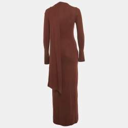 Pre Owned Reformation Dark Plum Knit Scarf Detail Maxi Dress S