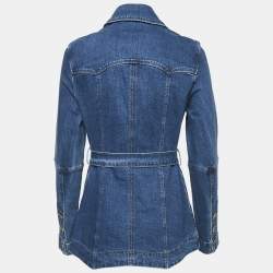 Pre Owned جاكيت ريجينا بيو دنيم أزرق مع حزام ميف متوسط