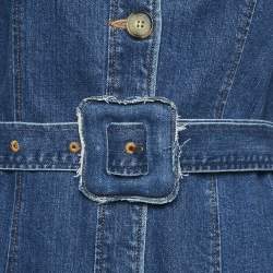 Pre Owned جاكيت ريجينا بيو دنيم أزرق مع حزام ميف متوسط