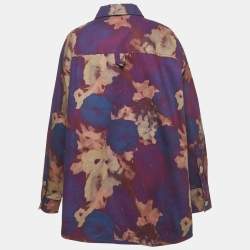 Pre Owned REMAIN Birger Christensen Purple Tie Dye Print Cotton Oversized Shirt L