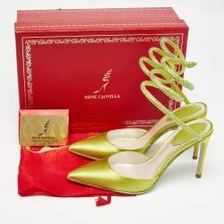 Pre Owned René Caovilla Green Satin Crystal Embellished Cleo Pumps Size 36