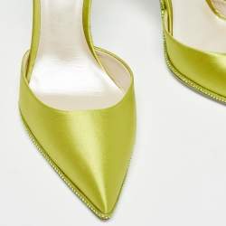 Pre Owned René Caovilla Green Satin Crystal Embellished Cleo Pumps Size 36