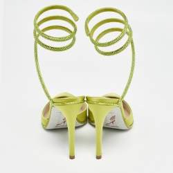 Pre Owned René Caovilla Green Satin Crystal Embellished Cleo Pumps Size 36