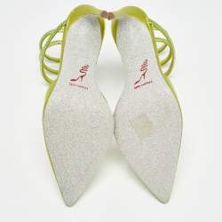 Pre Owned René Caovilla Green Satin Crystal Embellished Cleo Pumps Size 36