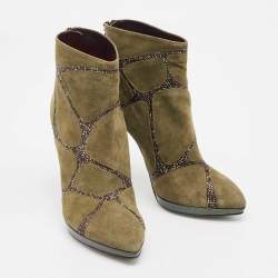 René Caovilla Green Suede Ankle Length Boots Size 39