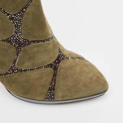 René Caovilla Green Suede Ankle Length Boots Size 39