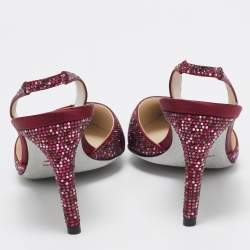 Pre Owned René Caovilla Two Tone Crystal Embellished Satin Slingback Pumps Size 38