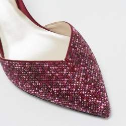 Pre Owned René Caovilla Two Tone Crystal Embellished Satin Slingback Pumps Size 38