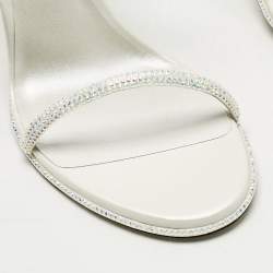 مملوكة مسبقًا René Caovilla White Satin Cleo Crystals Sandals Size 39