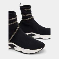 مملوكة مسبقًا Rene Caovilla Cleo Black Knit Sock Sneakers