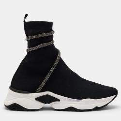 مملوكة مسبقًا Rene Caovilla Cleo Black Knit Sock Sneakers