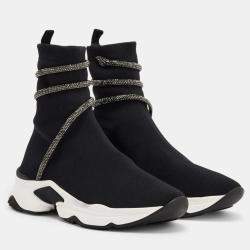 مملوكة مسبقًا Rene Caovilla Cleo Black Knit Sock Sneakers