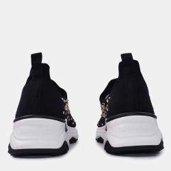 مملوكة مسبقًا Rene Caovilla Fabric Crystal Black Leather Sneakers