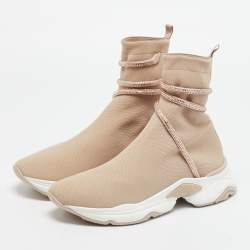 Pre Owned حذاء رياضي رينيه كوفيللا كليو بيج بشبك قماش بدون رباط مقاس 40