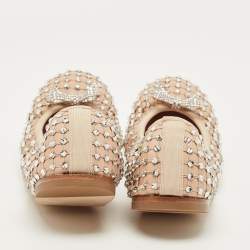 مملوكة مسبقًا حذاء باليرينا فلات مرصع بأحجار الراين بن ي جلد رينيه كوفيلّا سكرانش مقاس 38