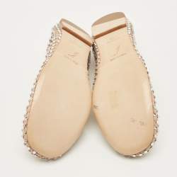 مملوكة مسبقًا حذاء باليرينا فلات مرصع بأحجار الراين بني جلد رينيه كوفيلّا سكرانش مقاس 38