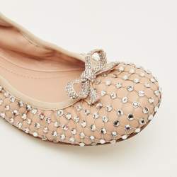 مملوكة مسبقًا حذاء باليرينا فلات مرصع بأحجار الراين بني جلد رينيه كوفيلّا سكرانش مقاس 38