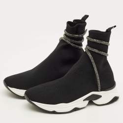 مملوكة مسبقًا حذاء رياضي رينيه كوفيللا كلِيو قماش أسود بحياكة سادة رقبة عالية مقاس 42