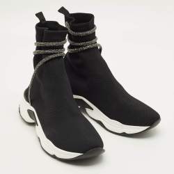 مملوكة مسبقًا حذاء رياضي رينيه كوفيللا كلِيو قماش أسود بحياكة سادة رقبة عالية مقاس 42