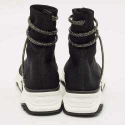 مملوكة مسبقًا حذاء رياضي رينيه كوفيللا كلِيو قماش أسود بحياكة سادة رقبة عالية مقاس 42