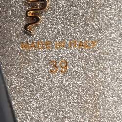 Pre Owned René Caovilla Chandelier Size 39 Black Leather Satin Platform Ankle Wrap Sandals