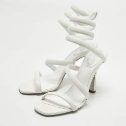 مملوكة مسبقًا صندل رينيه كوفيللا كليو ساتان أخضر مزخرف كريستال مقاس 40