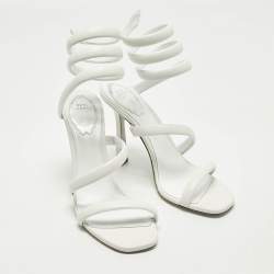 مملوكة مسبقًا صندل رينيه كوفيللا كليو ساتان أخضر مزخرف كريستال مقاس 40