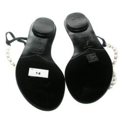 مملوكة مسبقًا René Caovilla Faux Pearl Embellished Flat Thong Sandals Size 41