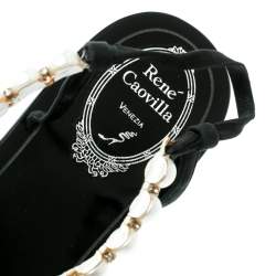 مملوكة مسبقًا René Caovilla Faux Pearl Embellished Flat Thong Sandals Size 41