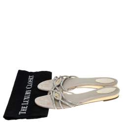 Pre Owned René Caovilla Cream Cystal Embellished Satin Flat Slides Size 41