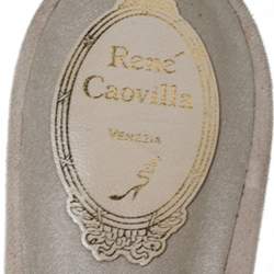 Pre Owned René Caovilla Cream Cystal Embellished Satin Flat Slides Size 41